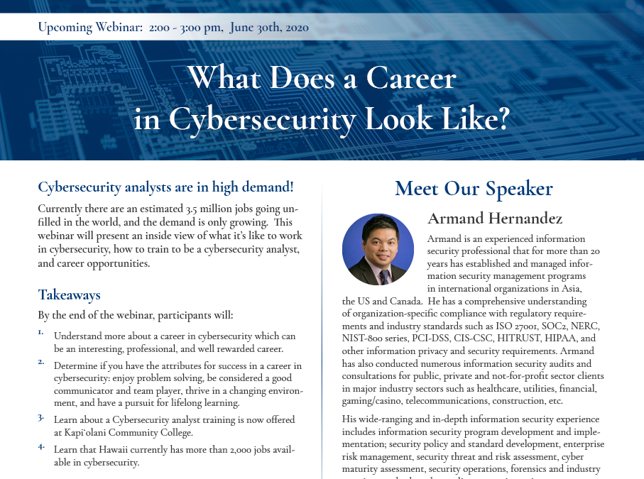 Kaiāulu Webinar Series: What A Career in Cybersecurity Looks Like?